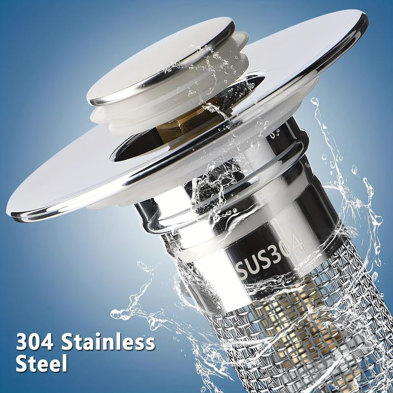 Bathroom Sink Stopper Hair Catcher, Universal Pop up Sink Drain Filter with Stainless Steel Filter Basket, Bathroom Sink Drain Strainer