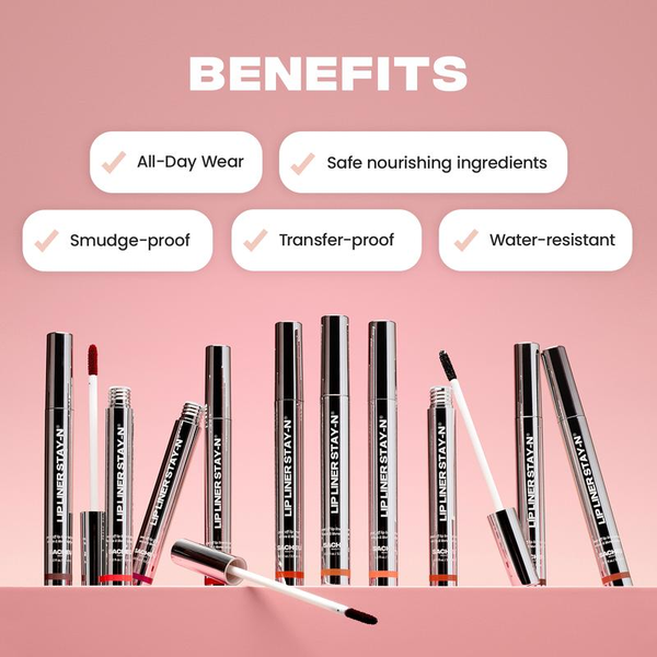 LIP LINER STAY-N - Peel-Off Lip Liner Stain - All Day & Night Lipliner with Hyaluronic Acid & Vitamin E - Long Lasting Formula - 0.12 Fl Oz / 3.5 Ml