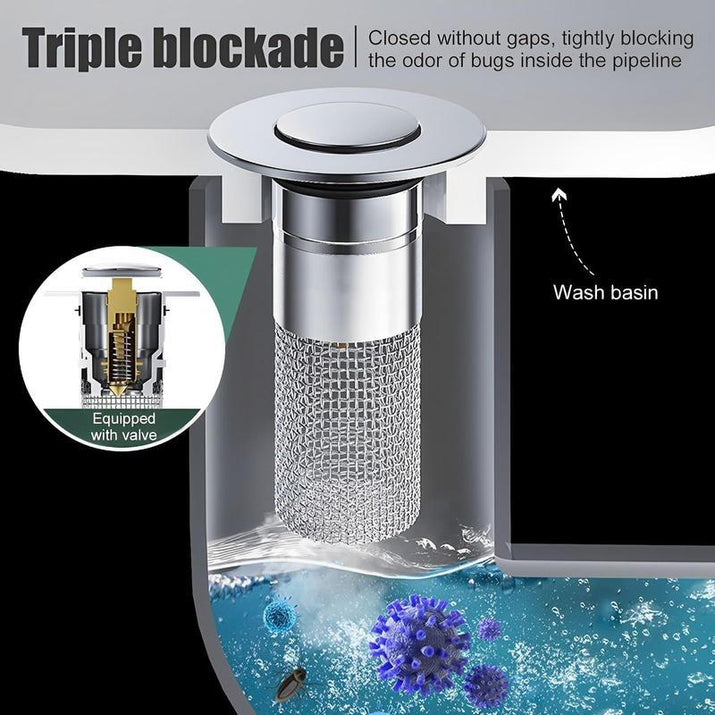 Bathroom Sink Stopper Hair Catcher, Universal Pop up Sink Drain Filter with Stainless Steel Filter Basket, Bathroom Sink Drain Strainer