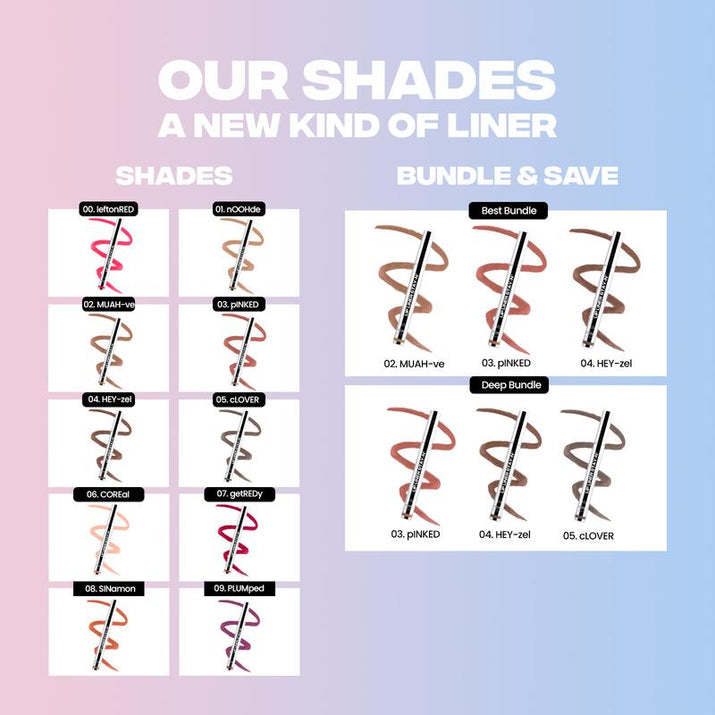 LIP LINER STAY-N - Peel-Off Lip Liner Stain - All Day & Night Lipliner with Hyaluronic Acid & Vitamin E - Long Lasting Formula - 0.12 Fl Oz / 3.5 Ml